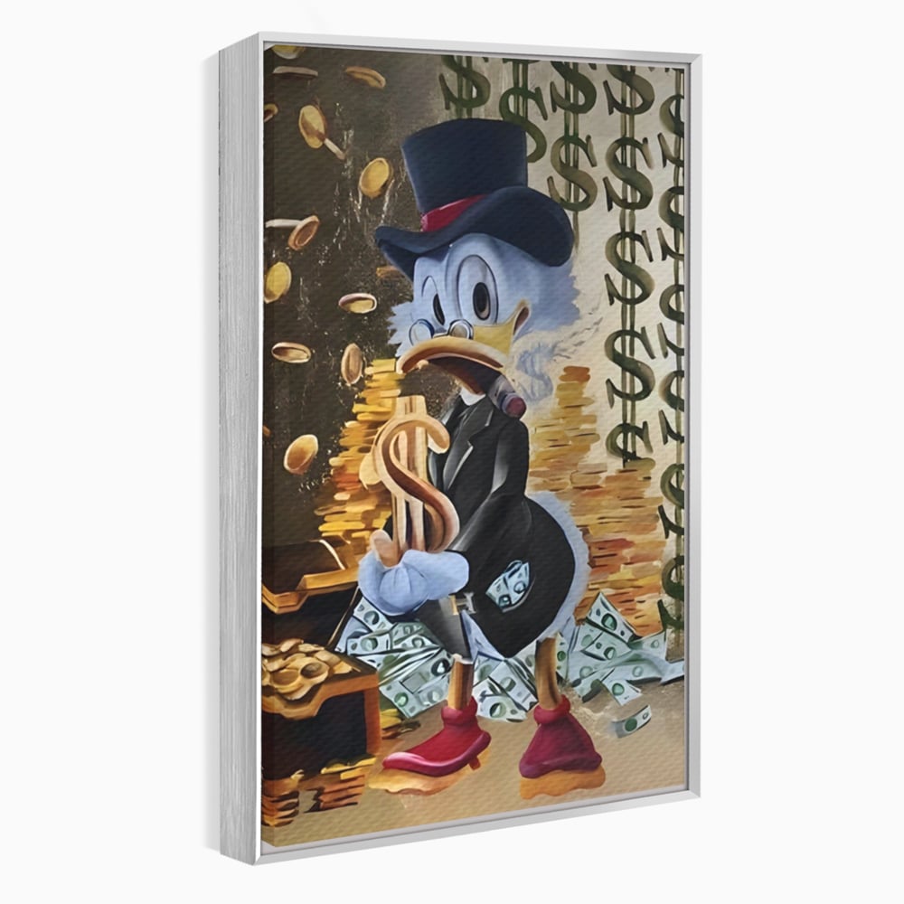 Tablou Canvas Premium, LuxCanva® A1309, Baby Scrooge Duck,  Living, Dolar, Bani, Desene Animate, Birou, Culori Vibrante