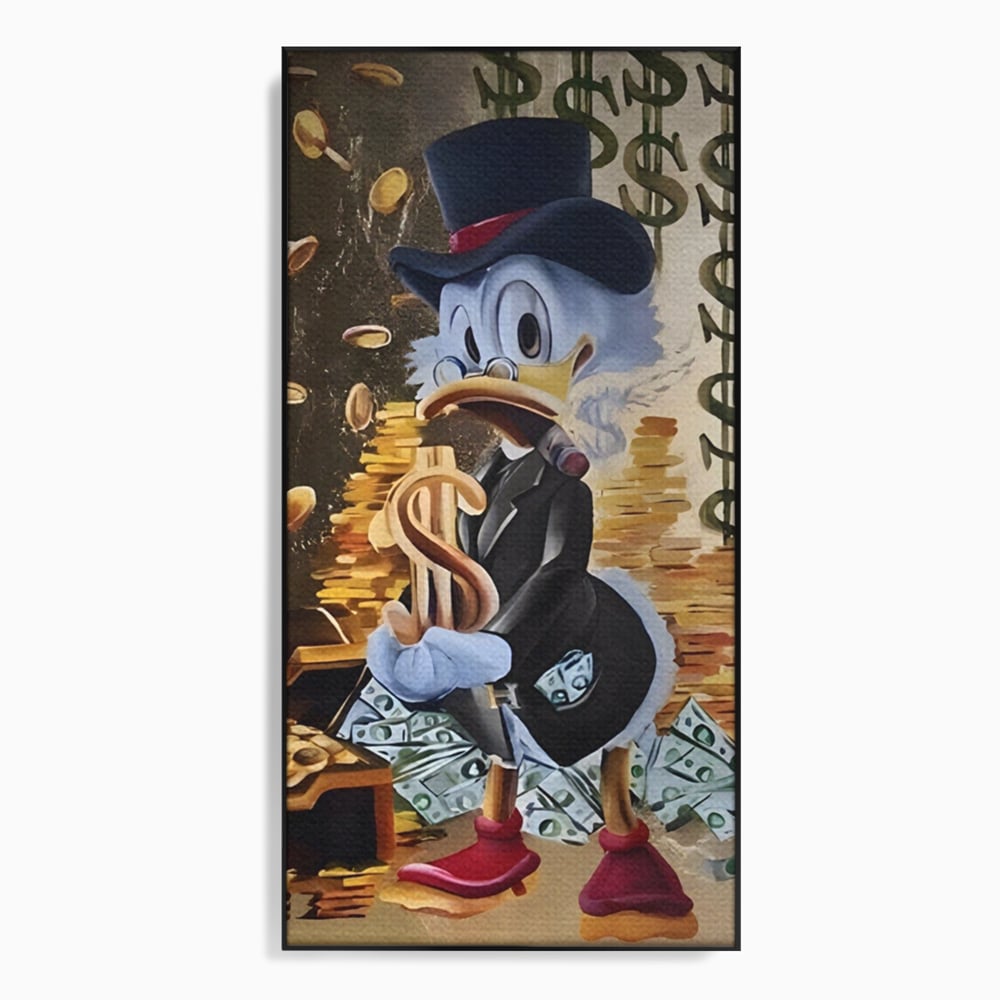 Tablou Canvas Premium, LuxCanva® A1309, Baby Scrooge Duck,  Living, Dolar, Bani, Desene Animate, Birou, Culori Vibrante