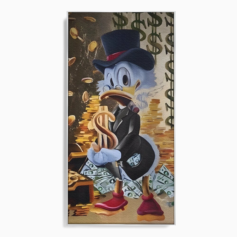 Tablou Canvas Premium, LuxCanva® A1309, Baby Scrooge Duck,  Living, Dolar, Bani, Desene Animate, Birou, Culori Vibrante