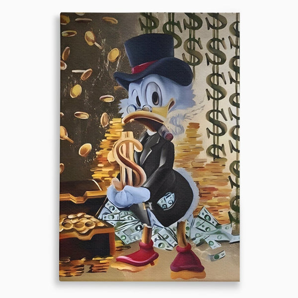Tablou Canvas Premium, LuxCanva® A1309, Baby Scrooge Duck,  Living, Dolar, Bani, Desene Animate, Birou, Culori Vibrante