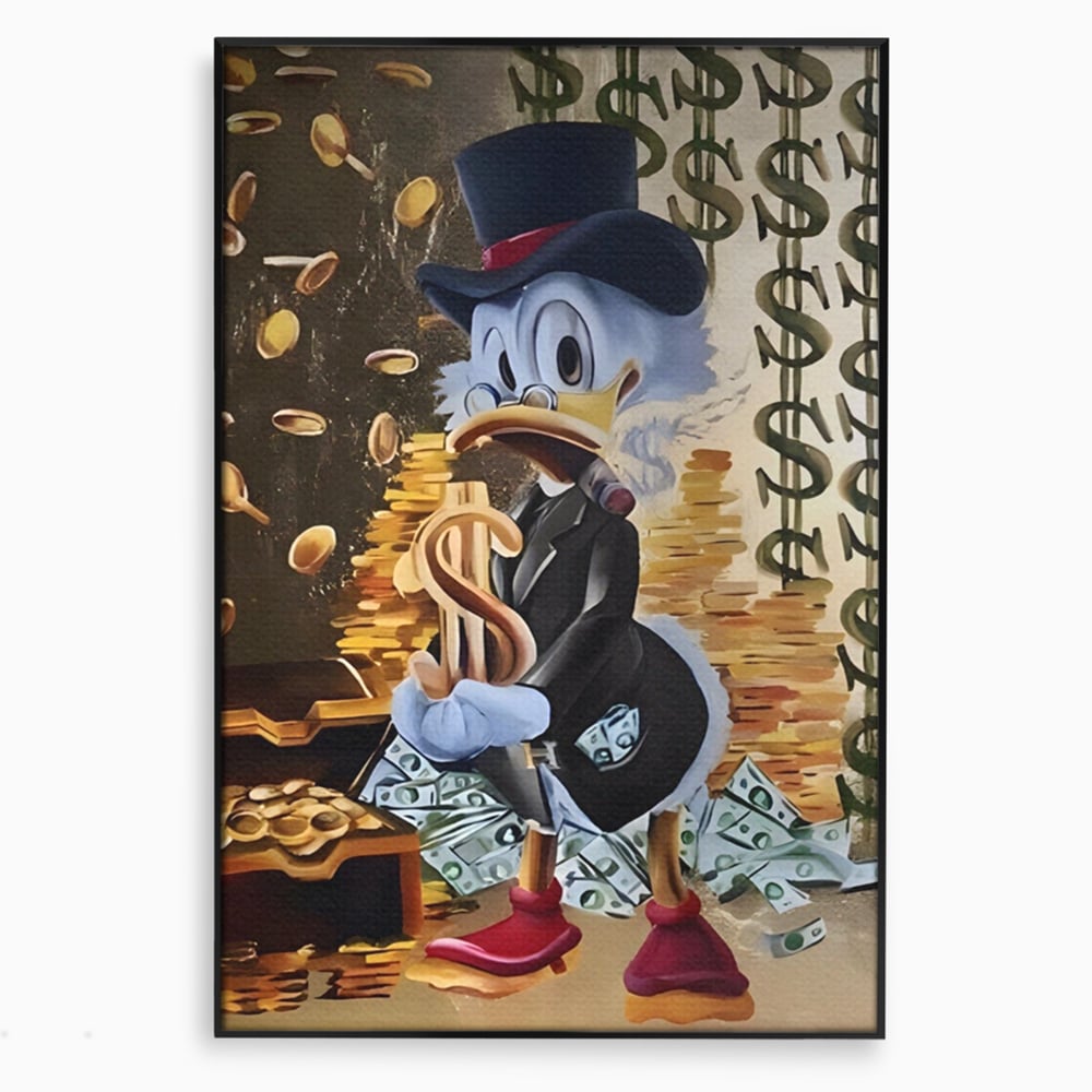 Tablou Canvas Premium, LuxCanva® A1309, Baby Scrooge Duck,  Living, Dolar, Bani, Desene Animate, Birou, Culori Vibrante