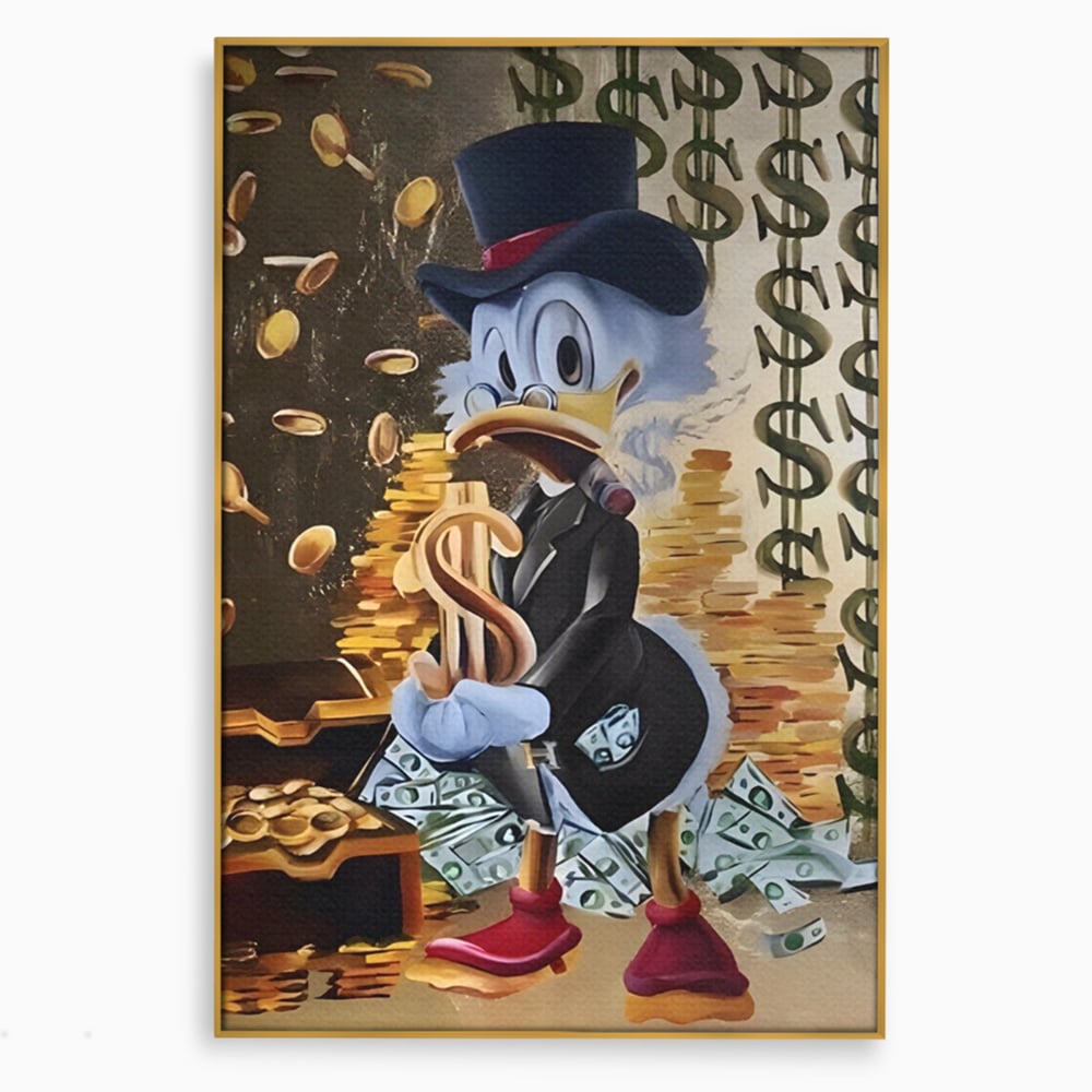 Tablou Canvas Premium, LuxCanva® A1309, Baby Scrooge Duck,  Living, Dolar, Bani, Desene Animate, Birou, Culori Vibrante