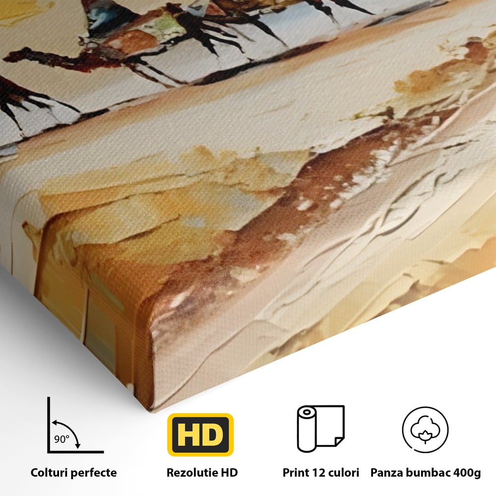 Tablou Canvas Premium LuxCanva® A1313, Plimbare Prin Desert , Living, Camile, Nisip, Soare, Sahara, Dormitor, Culori Vibrante
