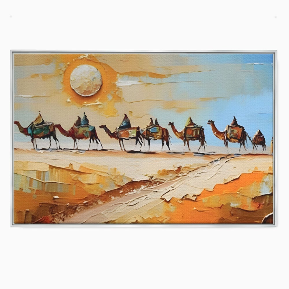 Tablou Canvas Premium LuxCanva® A1313, Plimbare Prin Desert , Living, Camile, Nisip, Soare, Sahara, Dormitor, Culori Vibrante