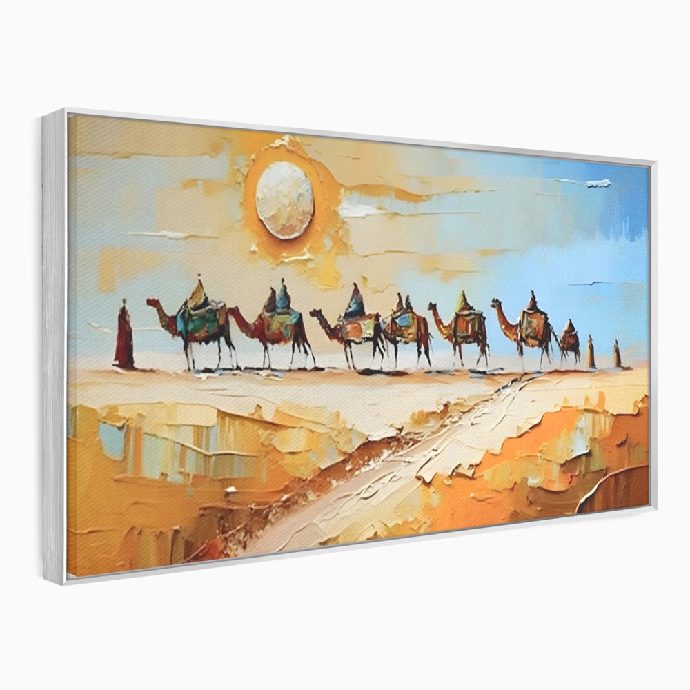 Tablou Canvas Premium LuxCanva® A1313, Plimbare Prin Desert , Living, Camile, Nisip, Soare, Sahara, Dormitor, Culori Vibrante