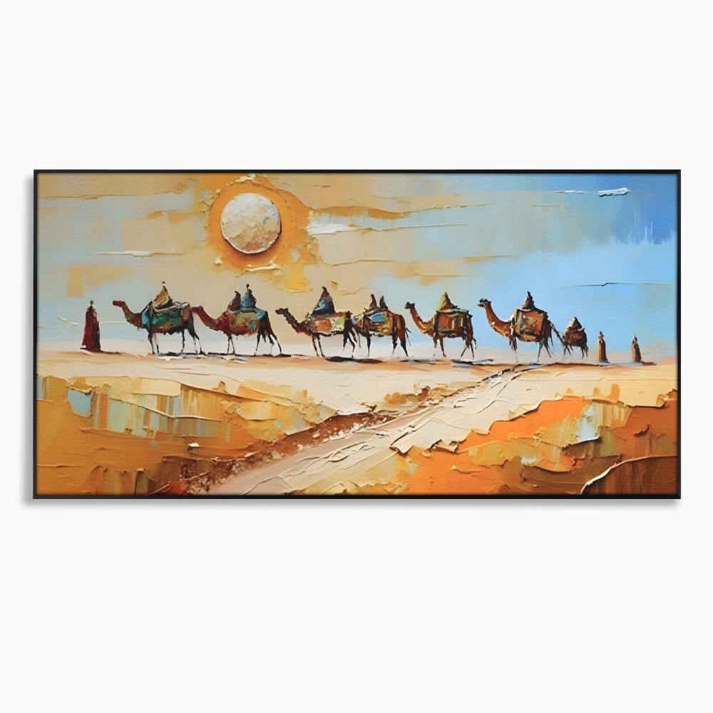 Tablou Canvas Premium LuxCanva® A1313, Plimbare Prin Desert , Living, Camile, Nisip, Soare, Sahara, Dormitor, Culori Vibrante