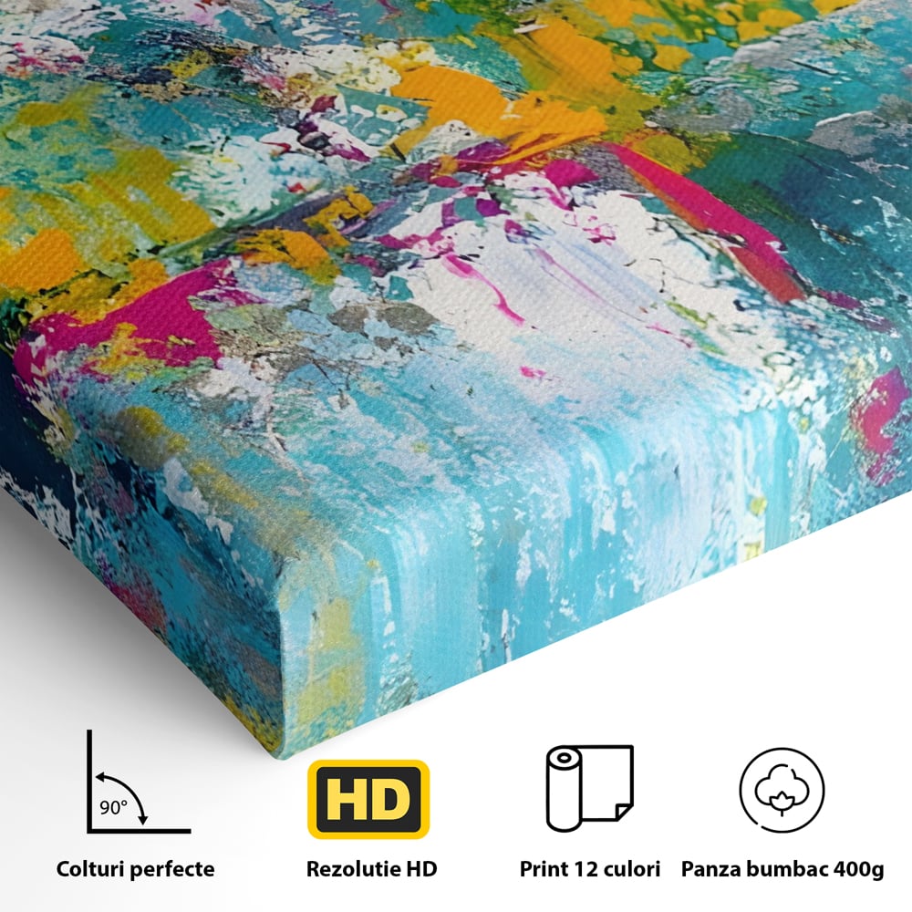 Tablou Canvas Premium LuxCanva® A1314, Modern Abstract , Living, Arta, Multicolor, Albastru, Dormitor, Culori Vibrante