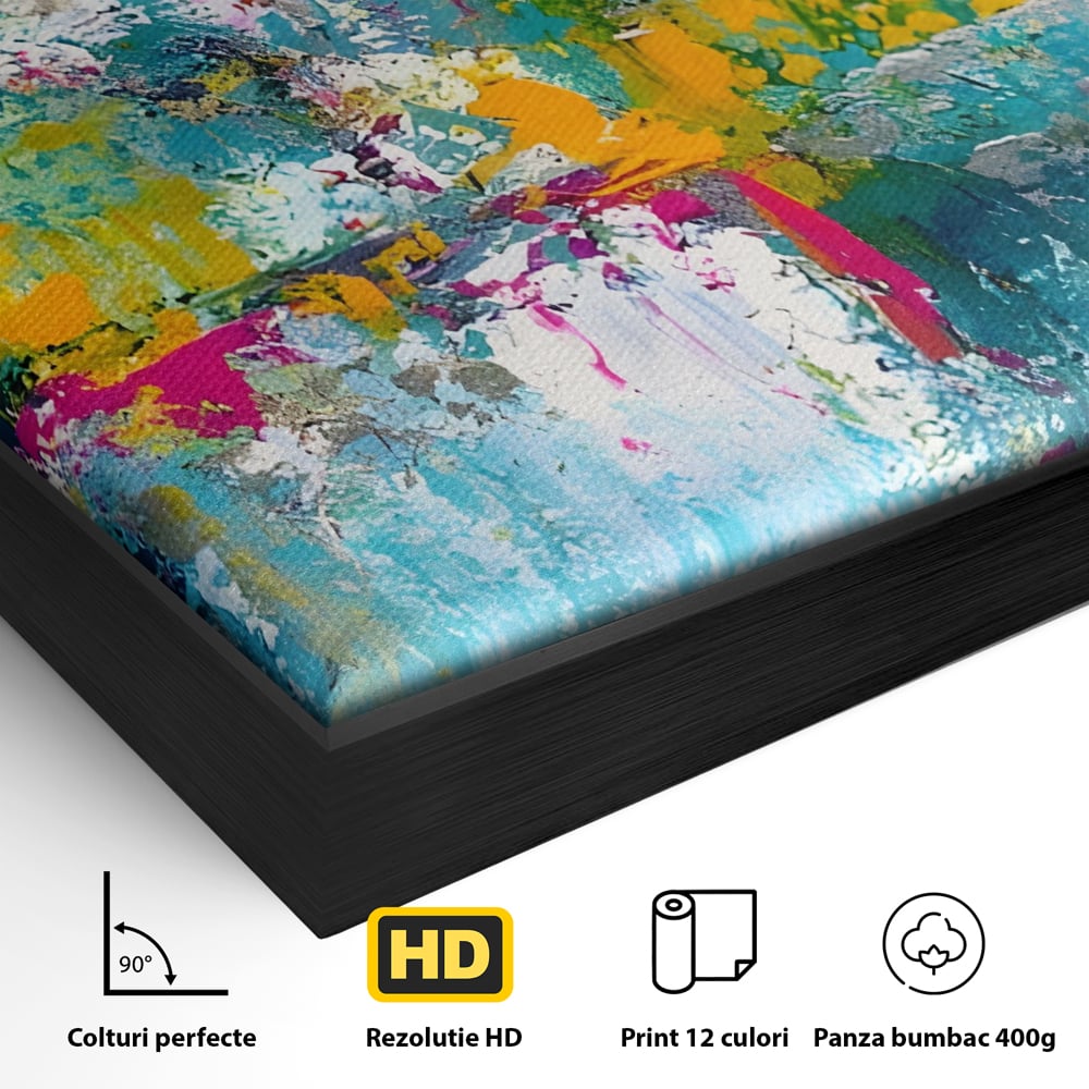 Tablou Canvas Premium LuxCanva® A1314, Modern Abstract , Living, Arta, Multicolor, Albastru, Dormitor, Culori Vibrante