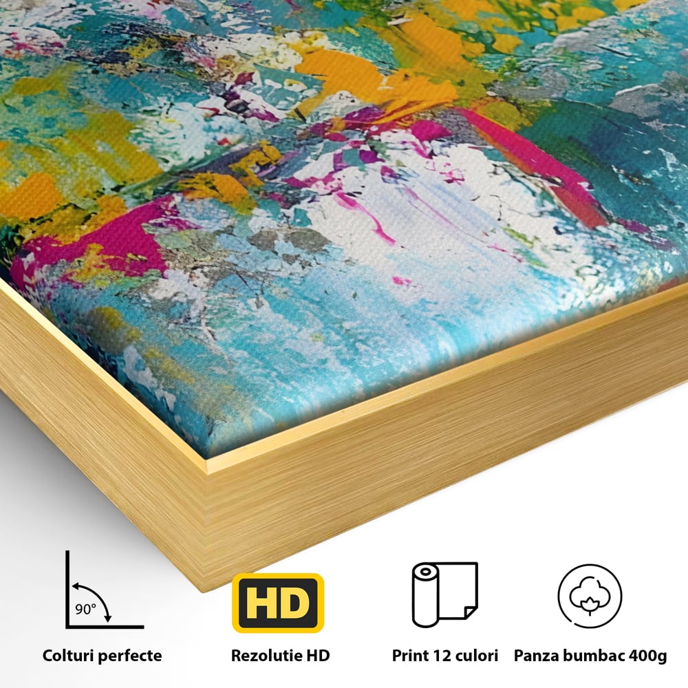 Tablou Canvas Premium LuxCanva® A1314, Modern Abstract , Living, Arta, Multicolor, Albastru, Dormitor, Culori Vibrante