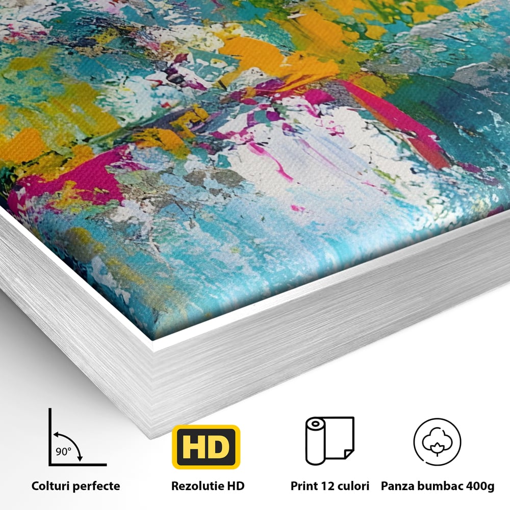 Tablou Canvas Premium LuxCanva® A1314, Modern Abstract , Living, Arta, Multicolor, Albastru, Dormitor, Culori Vibrante