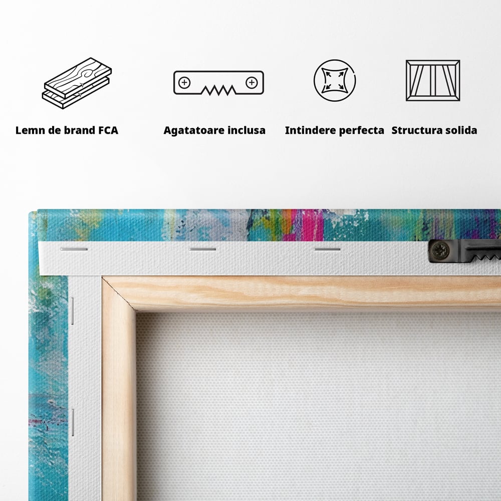 Tablou Canvas Premium LuxCanva® A1314, Modern Abstract , Living, Arta, Multicolor, Albastru, Dormitor, Culori Vibrante
