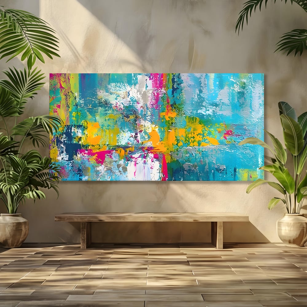 Tablou Canvas Premium LuxCanva® A1314, Modern Abstract , Living, Arta, Multicolor, Albastru, Dormitor, Culori Vibrante