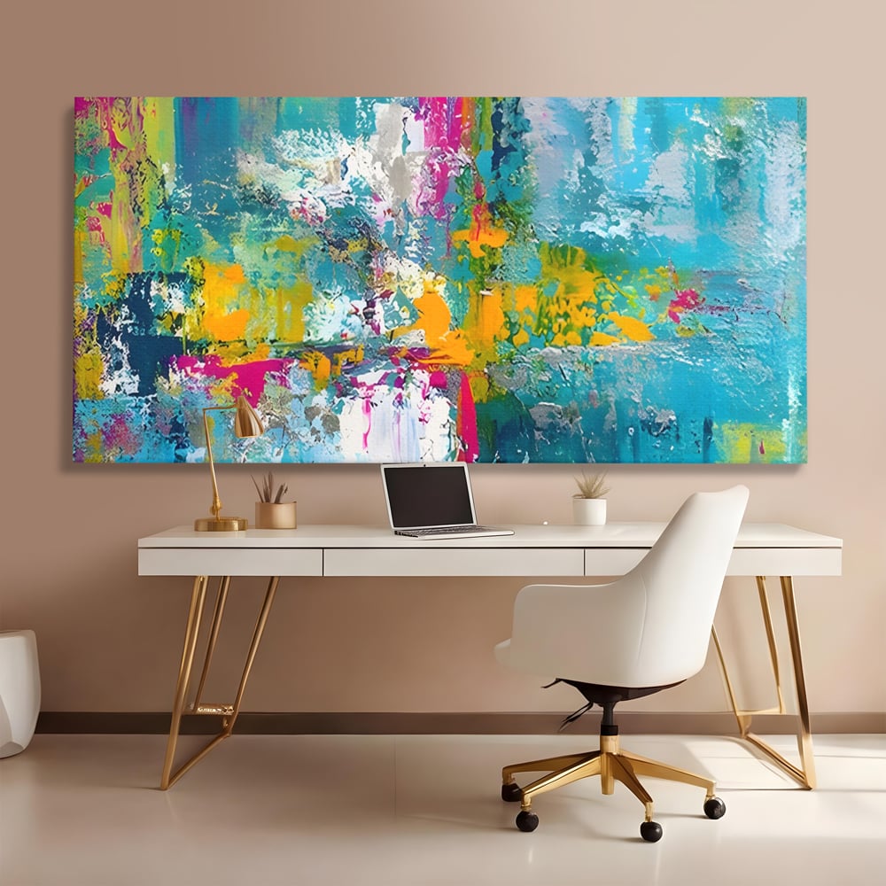 Tablou Canvas Premium LuxCanva® A1314, Modern Abstract , Living, Arta, Multicolor, Albastru, Dormitor, Culori Vibrante