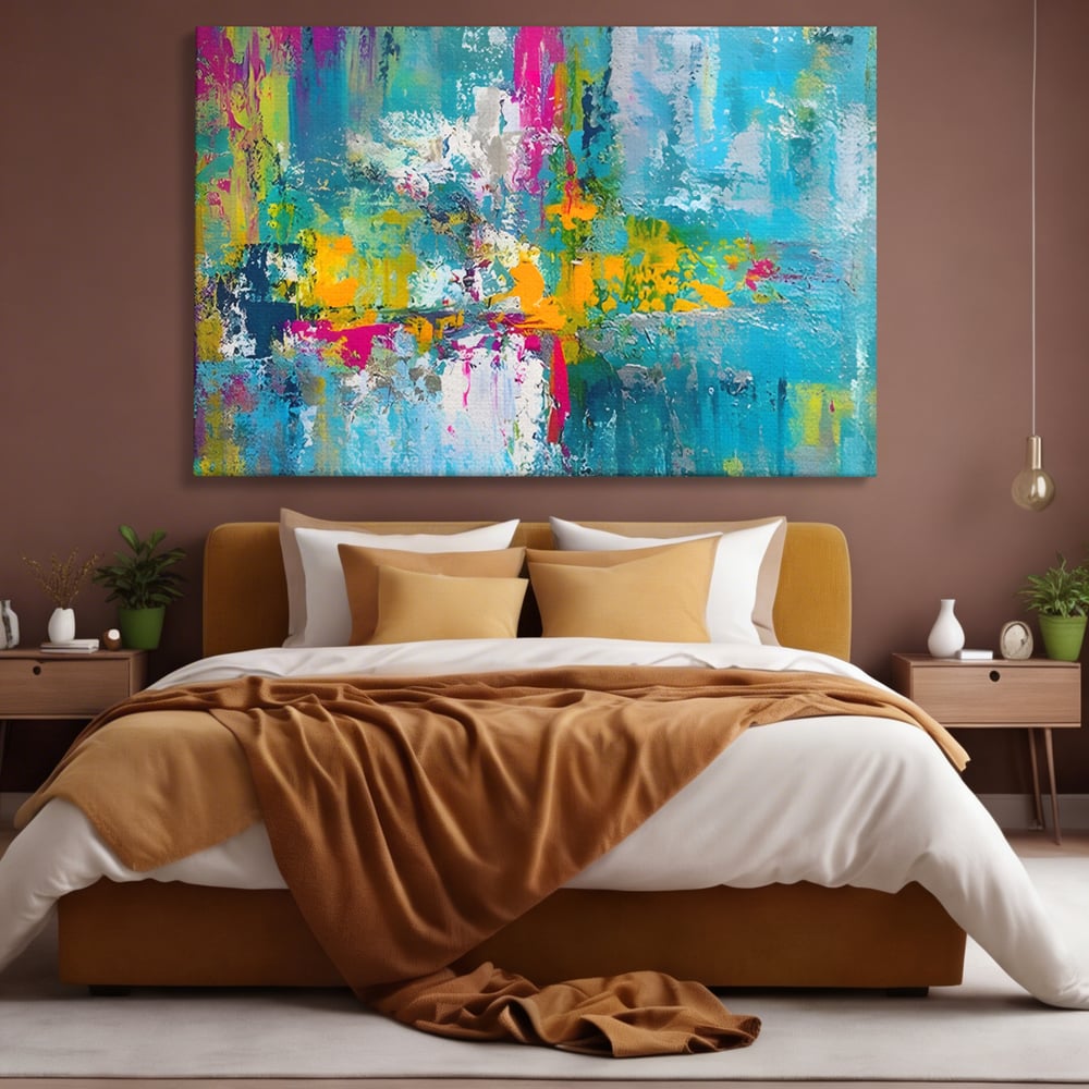 Tablou Canvas Premium LuxCanva® A1314, Modern Abstract , Living, Arta, Multicolor, Albastru, Dormitor, Culori Vibrante