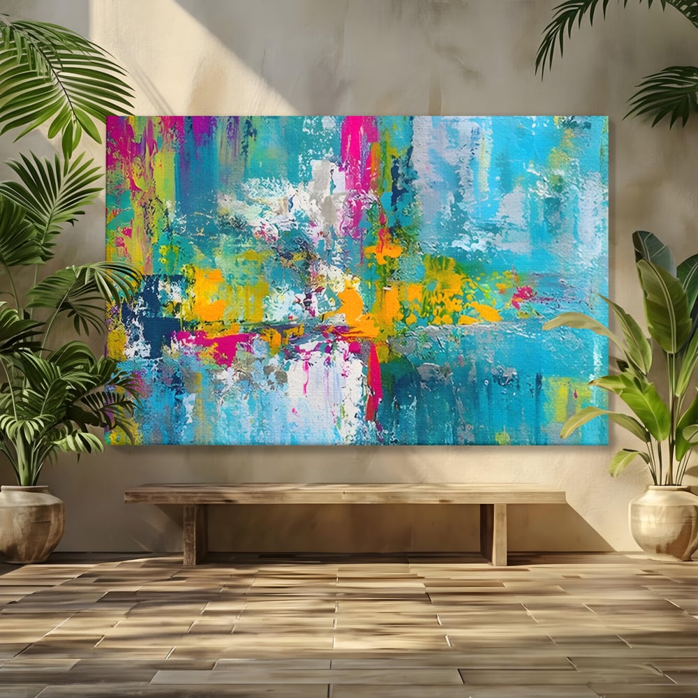 Tablou Canvas Premium LuxCanva® A1314, Modern Abstract , Living, Arta, Multicolor, Albastru, Dormitor, Culori Vibrante