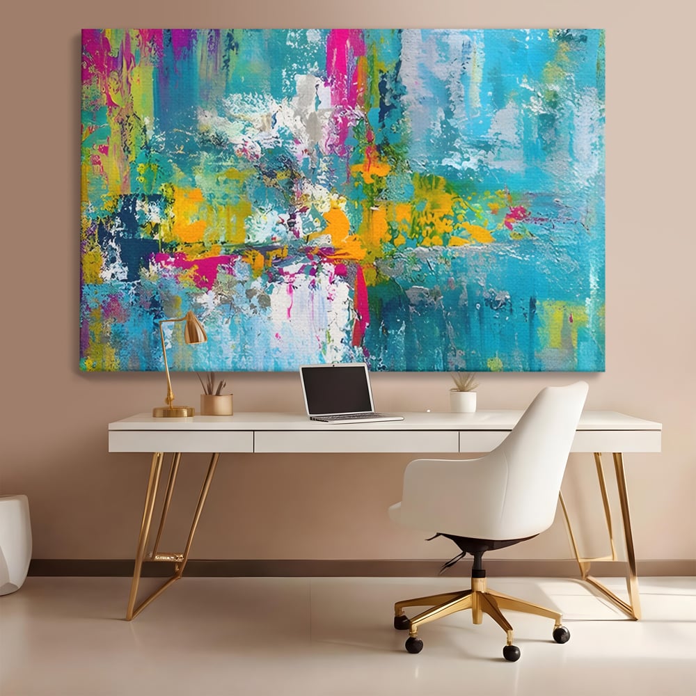 Tablou Canvas Premium LuxCanva® A1314, Modern Abstract , Living, Arta, Multicolor, Albastru, Dormitor, Culori Vibrante