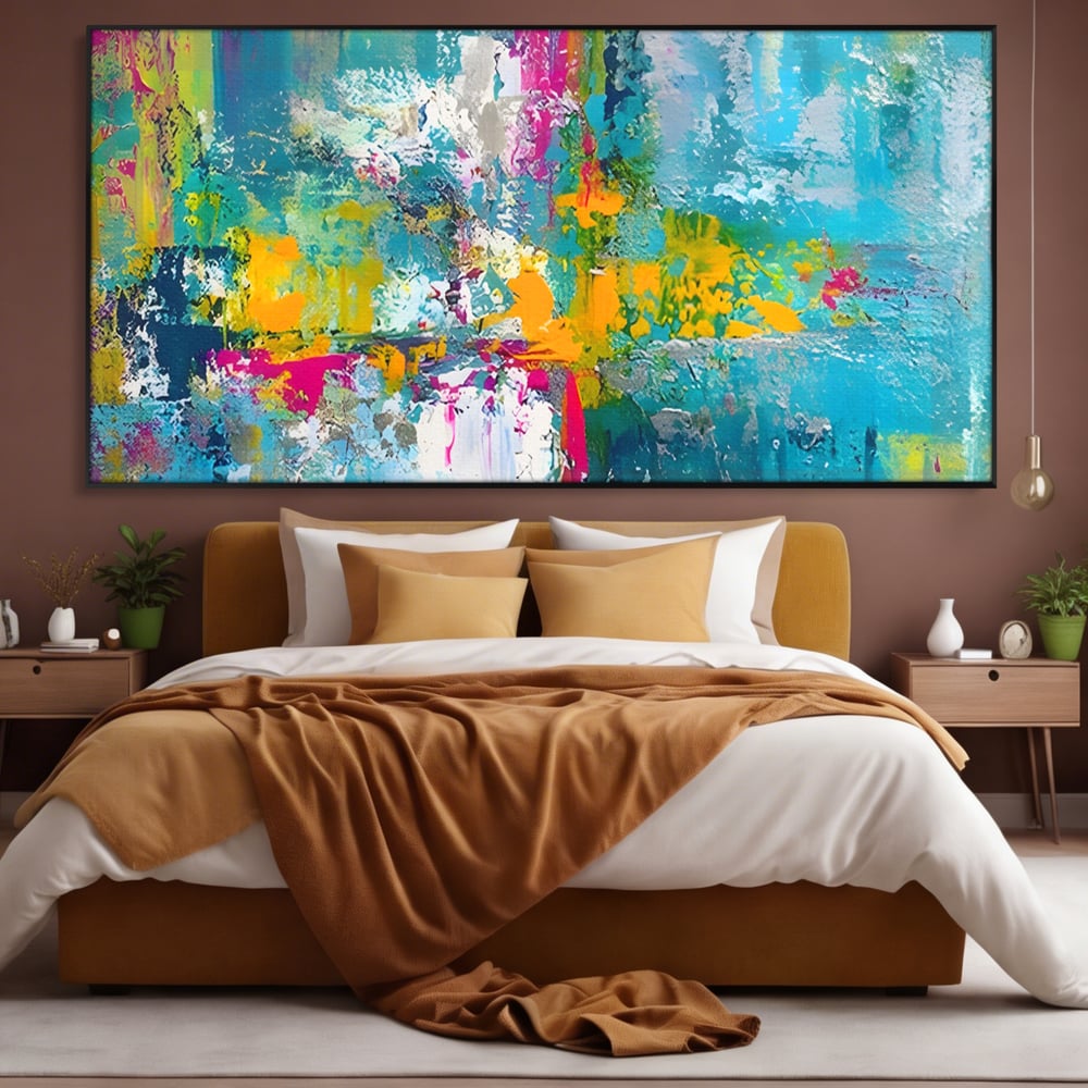 Tablou Canvas Premium LuxCanva® A1314, Modern Abstract , Living, Arta, Multicolor, Albastru, Dormitor, Culori Vibrante