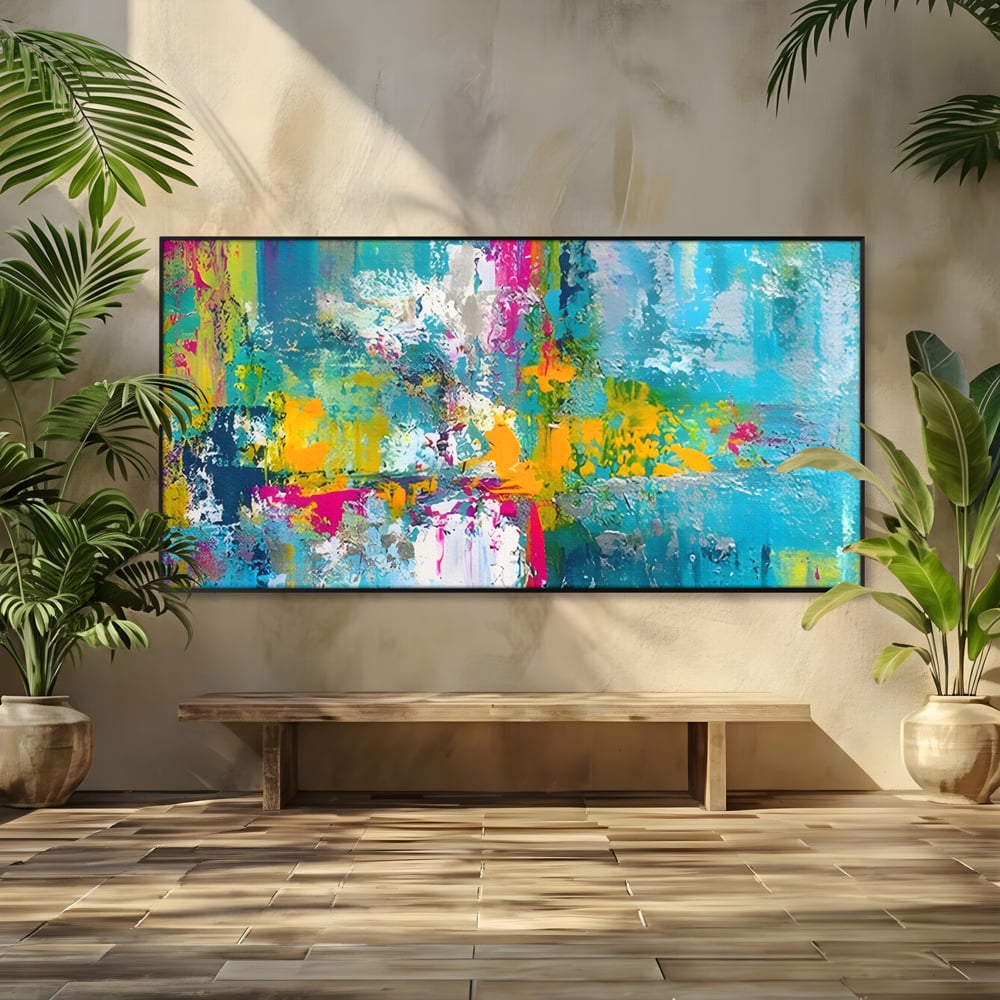 Tablou Canvas Premium LuxCanva® A1314, Modern Abstract , Living, Arta, Multicolor, Albastru, Dormitor, Culori Vibrante