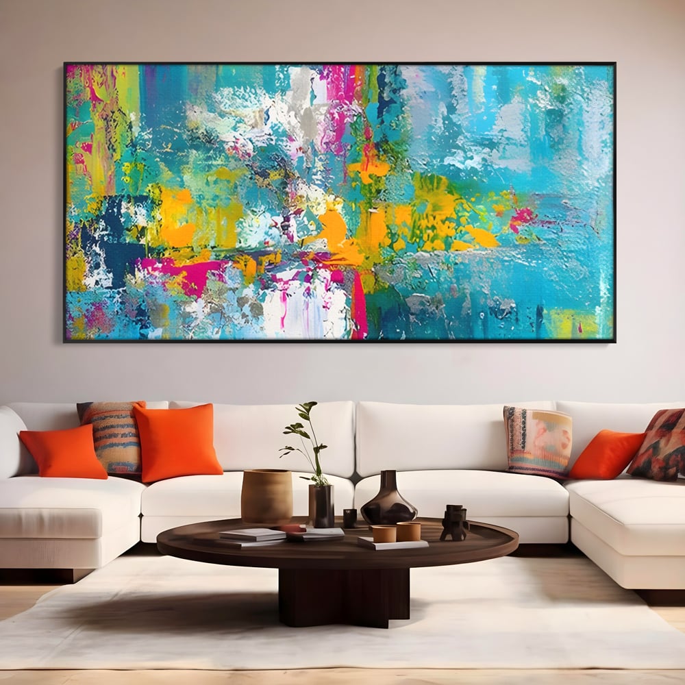 Tablou Canvas Premium LuxCanva® A1314, Modern Abstract , Living, Arta, Multicolor, Albastru, Dormitor, Culori Vibrante