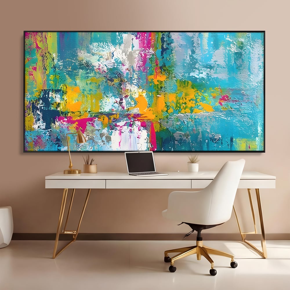 Tablou Canvas Premium LuxCanva® A1314, Modern Abstract , Living, Arta, Multicolor, Albastru, Dormitor, Culori Vibrante