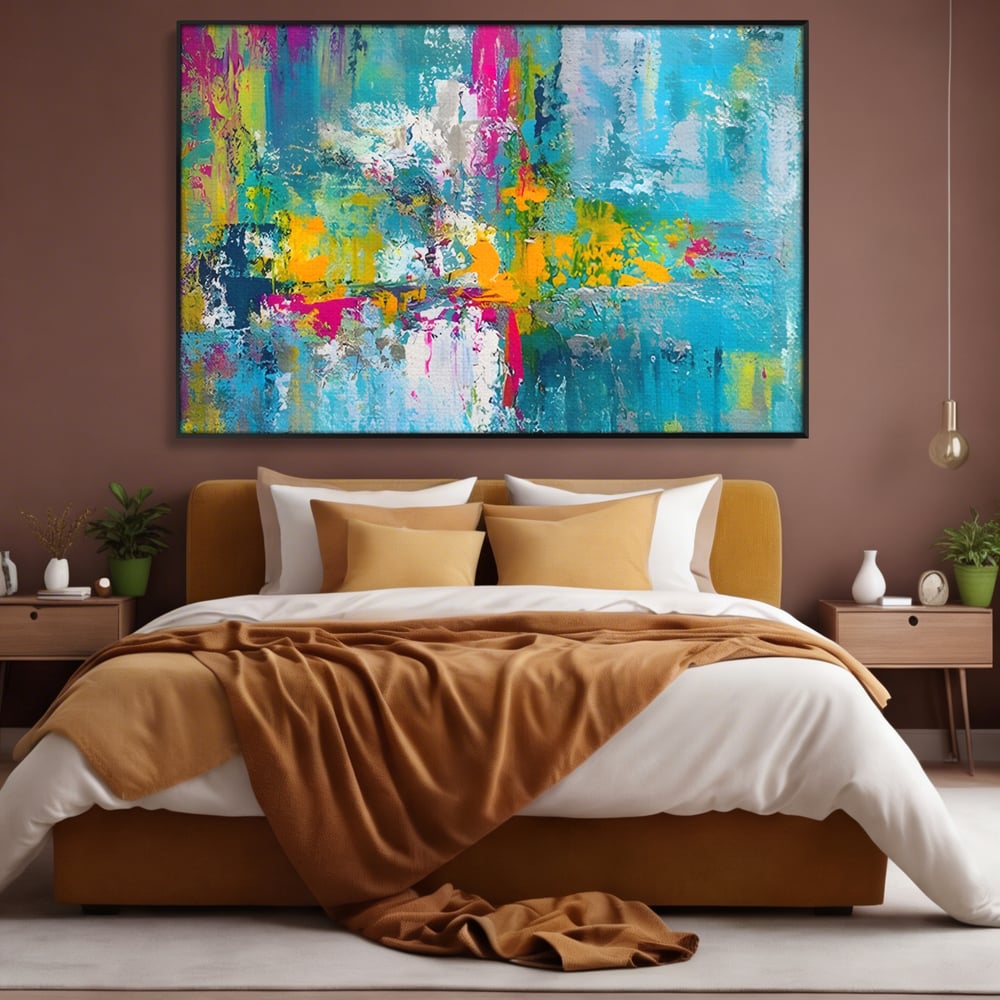 Tablou Canvas Premium LuxCanva® A1314, Modern Abstract , Living, Arta, Multicolor, Albastru, Dormitor, Culori Vibrante