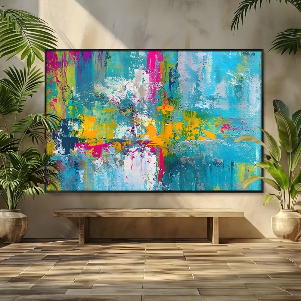 Tablou Canvas Premium LuxCanva® A1314, Modern Abstract , Living, Arta, Multicolor, Albastru, Dormitor, Culori Vibrante