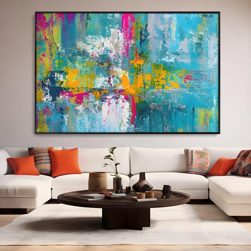 Tablou Canvas Premium LuxCanva® A1314, Modern Abstract , Living, Arta, Multicolor, Albastru, Dormitor, Culori Vibrante