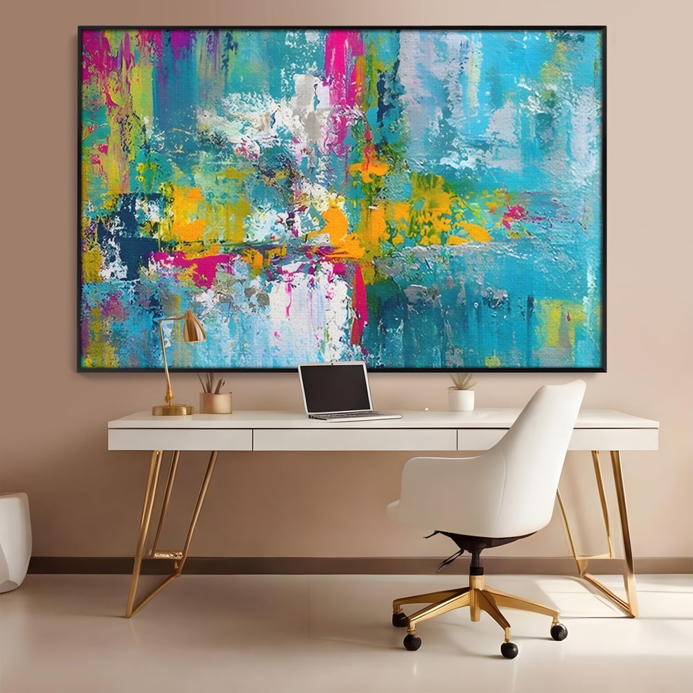 Tablou Canvas Premium LuxCanva® A1314, Modern Abstract , Living, Arta, Multicolor, Albastru, Dormitor, Culori Vibrante