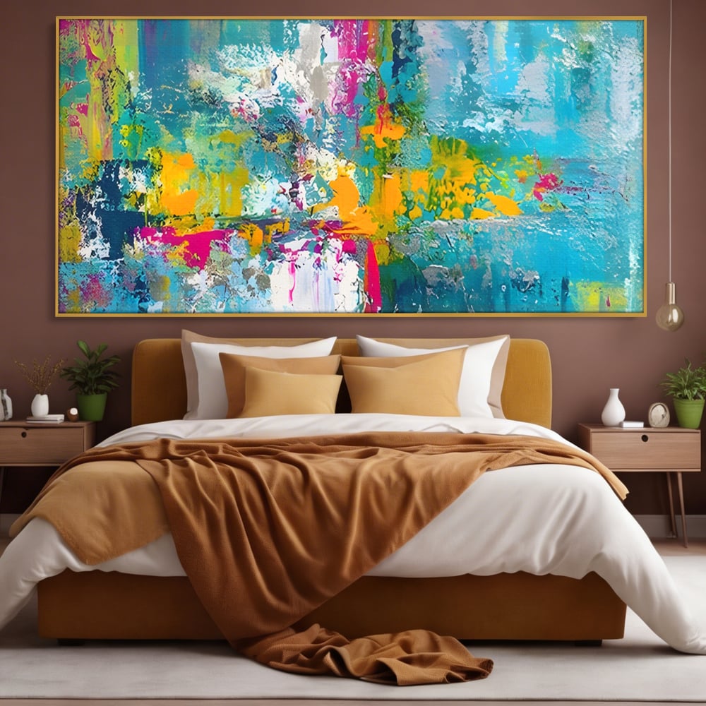 Tablou Canvas Premium LuxCanva® A1314, Modern Abstract , Living, Arta, Multicolor, Albastru, Dormitor, Culori Vibrante