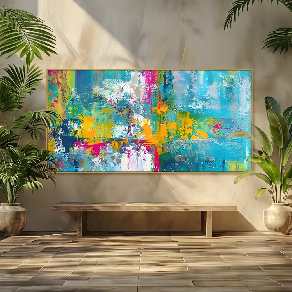 Tablou Canvas Premium LuxCanva® A1314, Modern Abstract , Living, Arta, Multicolor, Albastru, Dormitor, Culori Vibrante