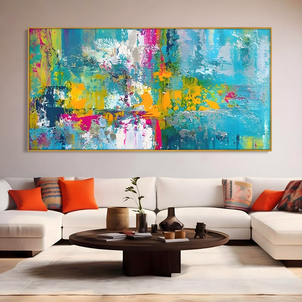Tablou Canvas Premium LuxCanva® A1314, Modern Abstract , Living, Arta, Multicolor, Albastru, Dormitor, Culori Vibrante