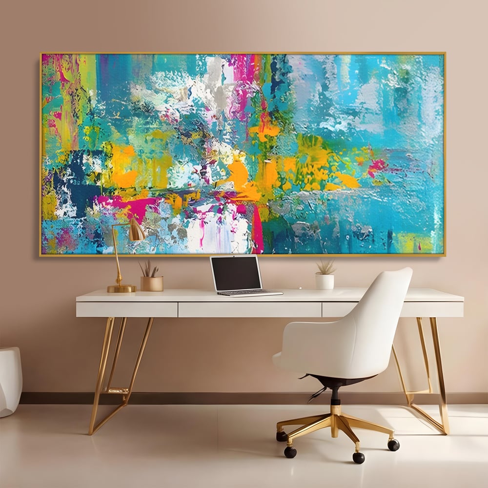Tablou Canvas Premium LuxCanva® A1314, Modern Abstract , Living, Arta, Multicolor, Albastru, Dormitor, Culori Vibrante