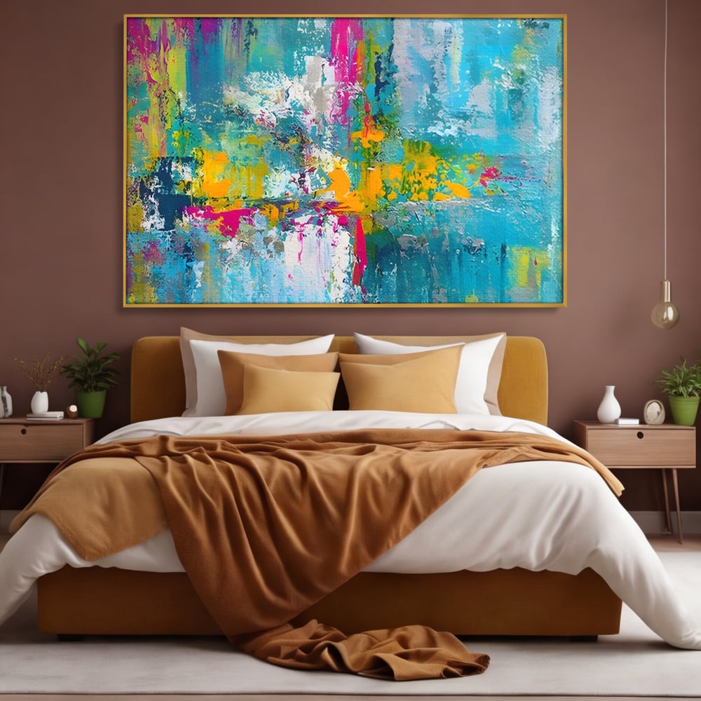 Tablou Canvas Premium LuxCanva® A1314, Modern Abstract , Living, Arta, Multicolor, Albastru, Dormitor, Culori Vibrante