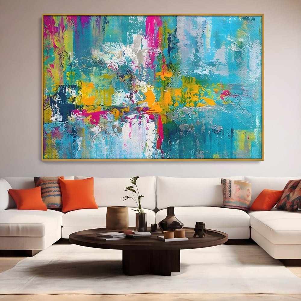 Tablou Canvas Premium LuxCanva® A1314, Modern Abstract , Living, Arta, Multicolor, Albastru, Dormitor, Culori Vibrante
