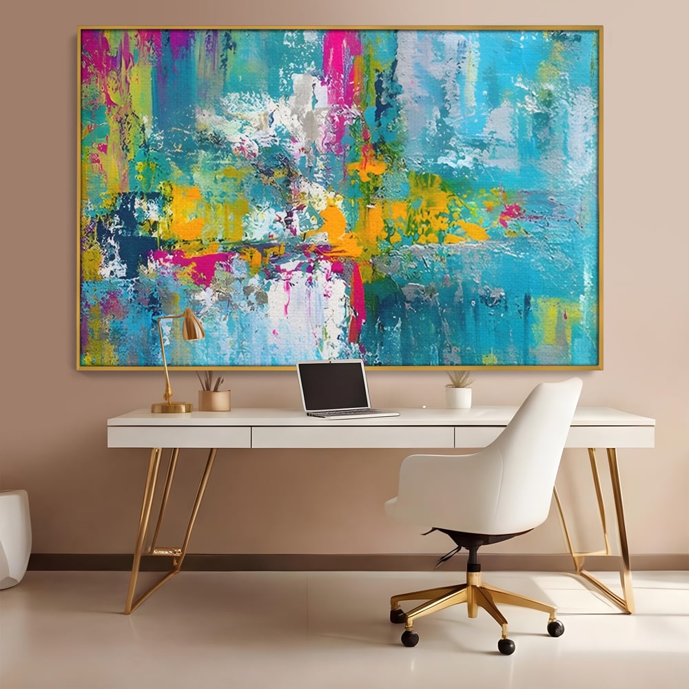 Tablou Canvas Premium LuxCanva® A1314, Modern Abstract , Living, Arta, Multicolor, Albastru, Dormitor, Culori Vibrante