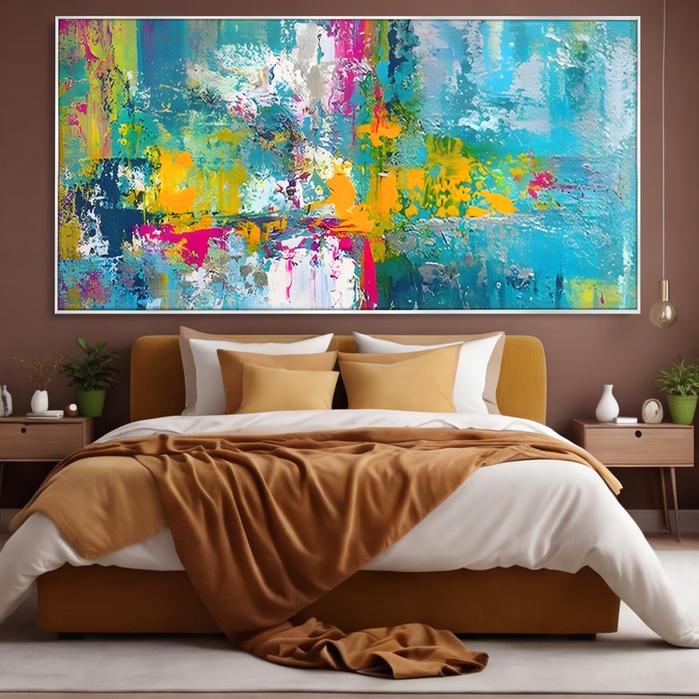 Tablou Canvas Premium LuxCanva® A1314, Modern Abstract , Living, Arta, Multicolor, Albastru, Dormitor, Culori Vibrante