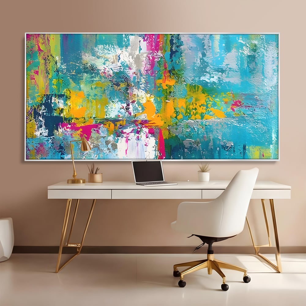 Tablou Canvas Premium LuxCanva® A1314, Modern Abstract , Living, Arta, Multicolor, Albastru, Dormitor, Culori Vibrante