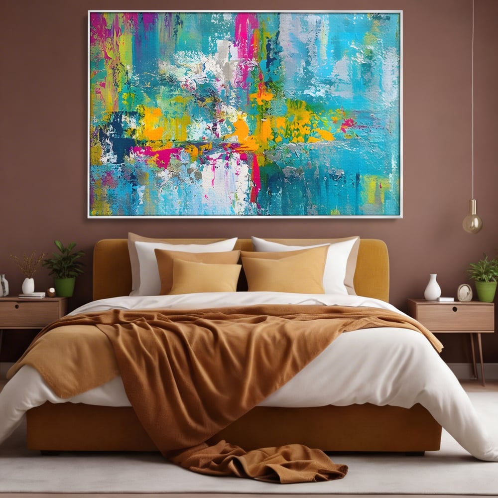 Tablou Canvas Premium LuxCanva® A1314, Modern Abstract , Living, Arta, Multicolor, Albastru, Dormitor, Culori Vibrante