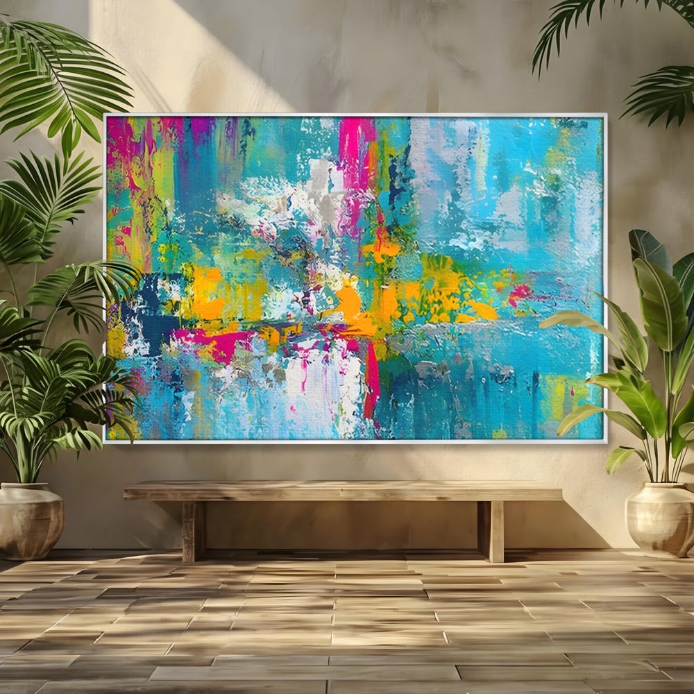 Tablou Canvas Premium LuxCanva® A1314, Modern Abstract , Living, Arta, Multicolor, Albastru, Dormitor, Culori Vibrante