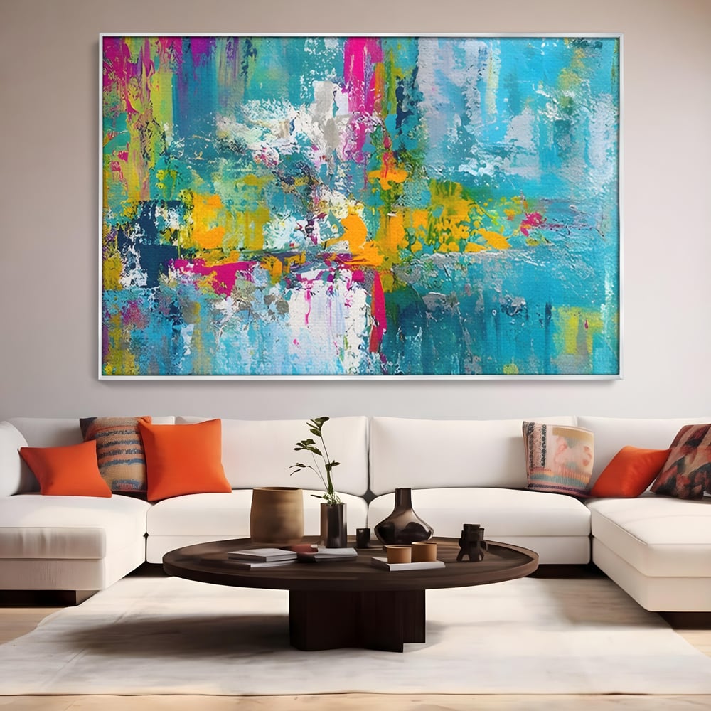 Tablou Canvas Premium LuxCanva® A1314, Modern Abstract , Living, Arta, Multicolor, Albastru, Dormitor, Culori Vibrante