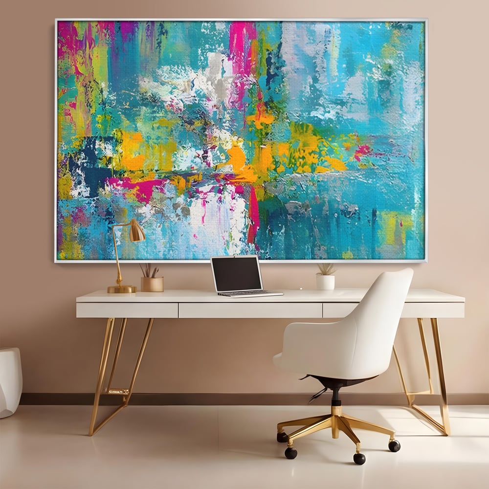 Tablou Canvas Premium LuxCanva® A1314, Modern Abstract , Living, Arta, Multicolor, Albastru, Dormitor, Culori Vibrante