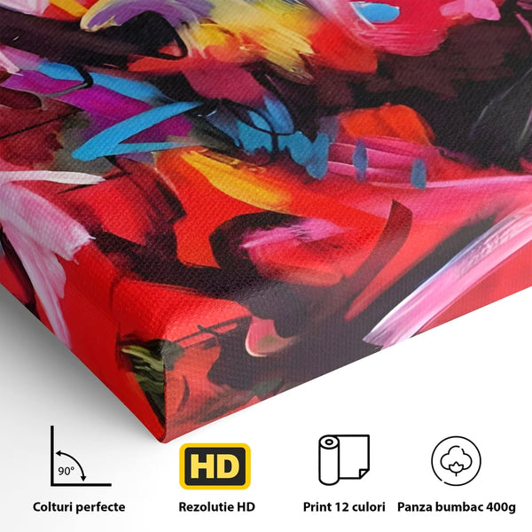 Tablou Canvas Premium LuxCanva® A1315, Red Graffiti , Living, Arta Stradala, Desen, Text, Camera Copil, Culori Vibrante
