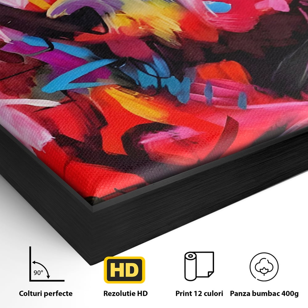 Tablou Canvas Premium LuxCanva® A1315, Red Graffiti , Living, Arta Stradala, Desen, Text, Camera Copil, Culori Vibrante