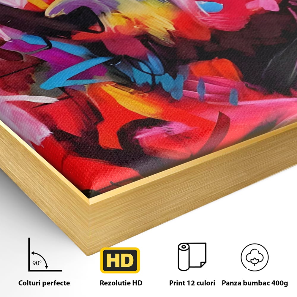 Tablou Canvas Premium LuxCanva® A1315, Red Graffiti , Living, Arta Stradala, Desen, Text, Camera Copil, Culori Vibrante