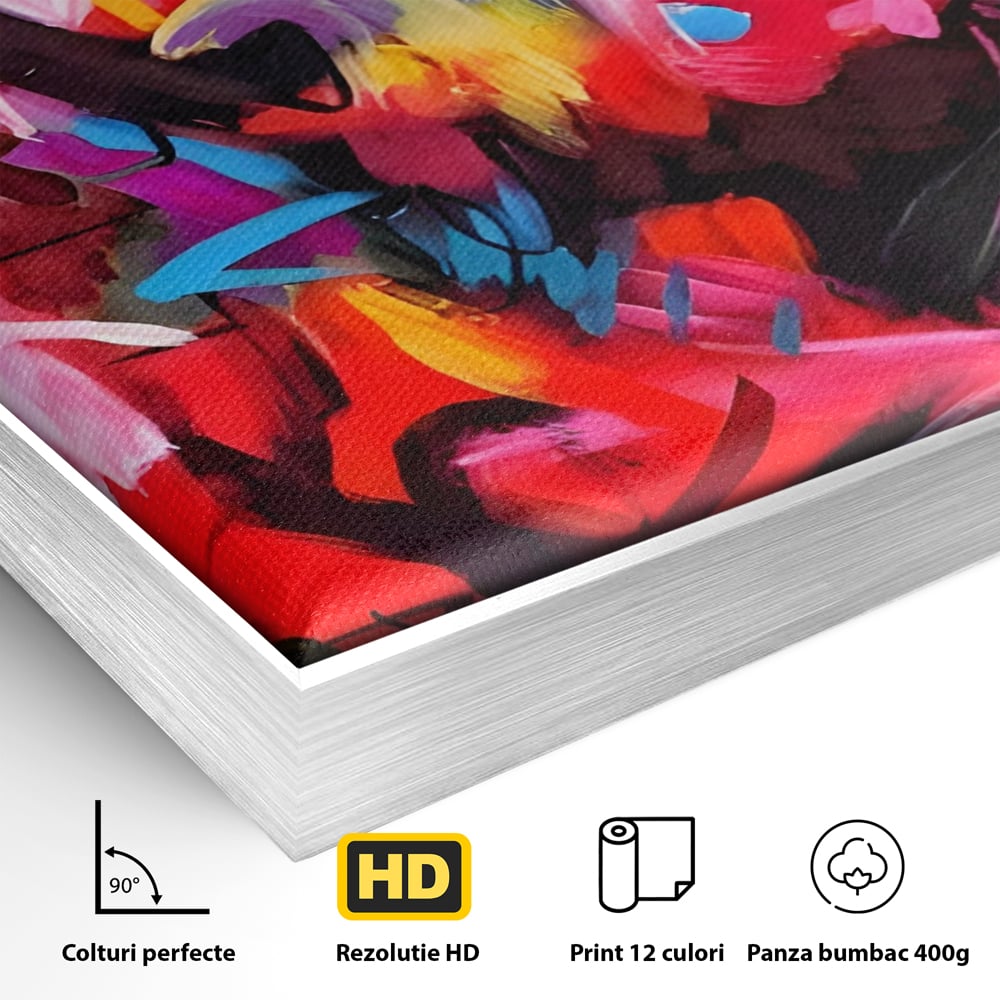 Tablou Canvas Premium LuxCanva® A1315, Red Graffiti , Living, Arta Stradala, Desen, Text, Camera Copil, Culori Vibrante