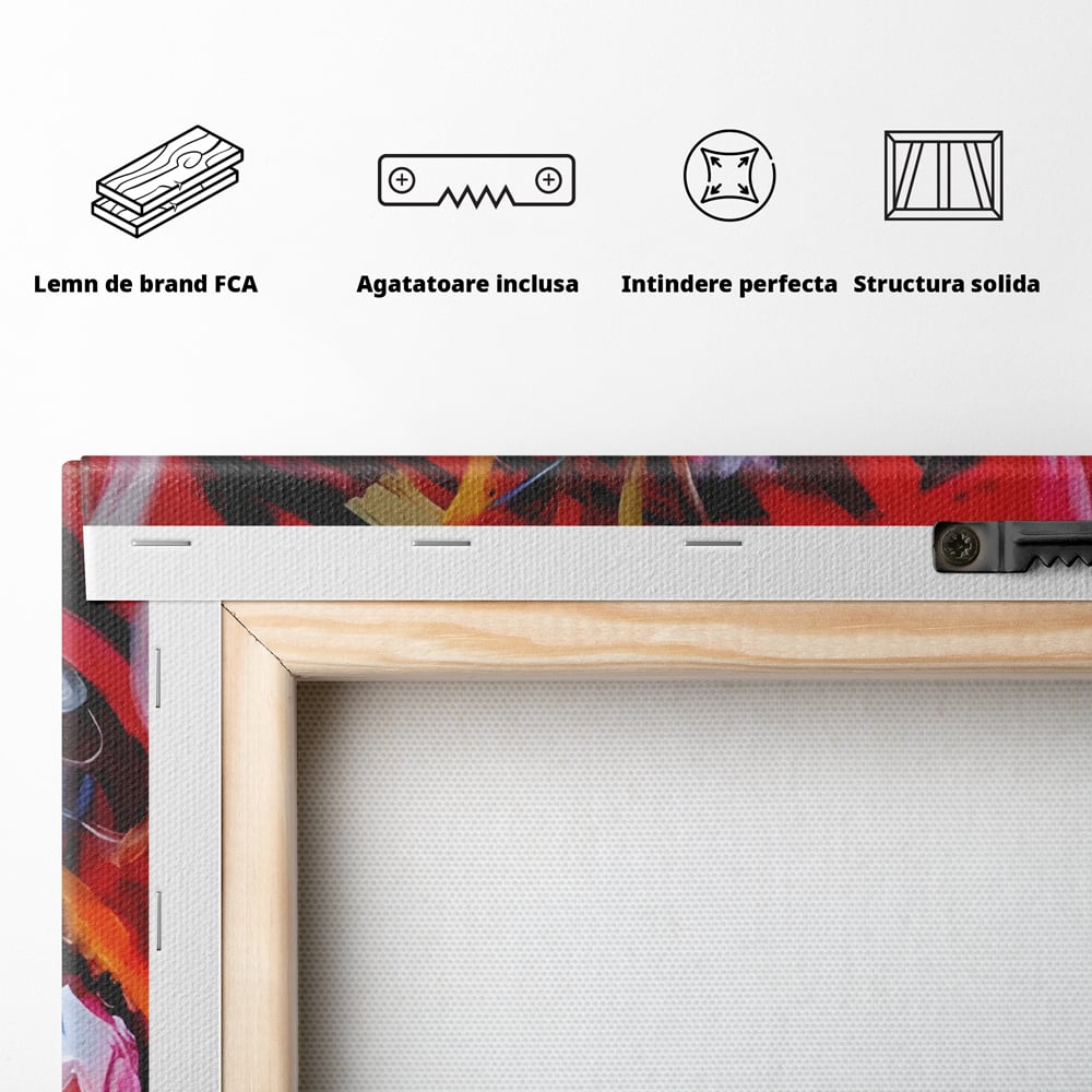 Tablou Canvas Premium LuxCanva® A1315, Red Graffiti , Living, Arta Stradala, Desen, Text, Camera Copil, Culori Vibrante