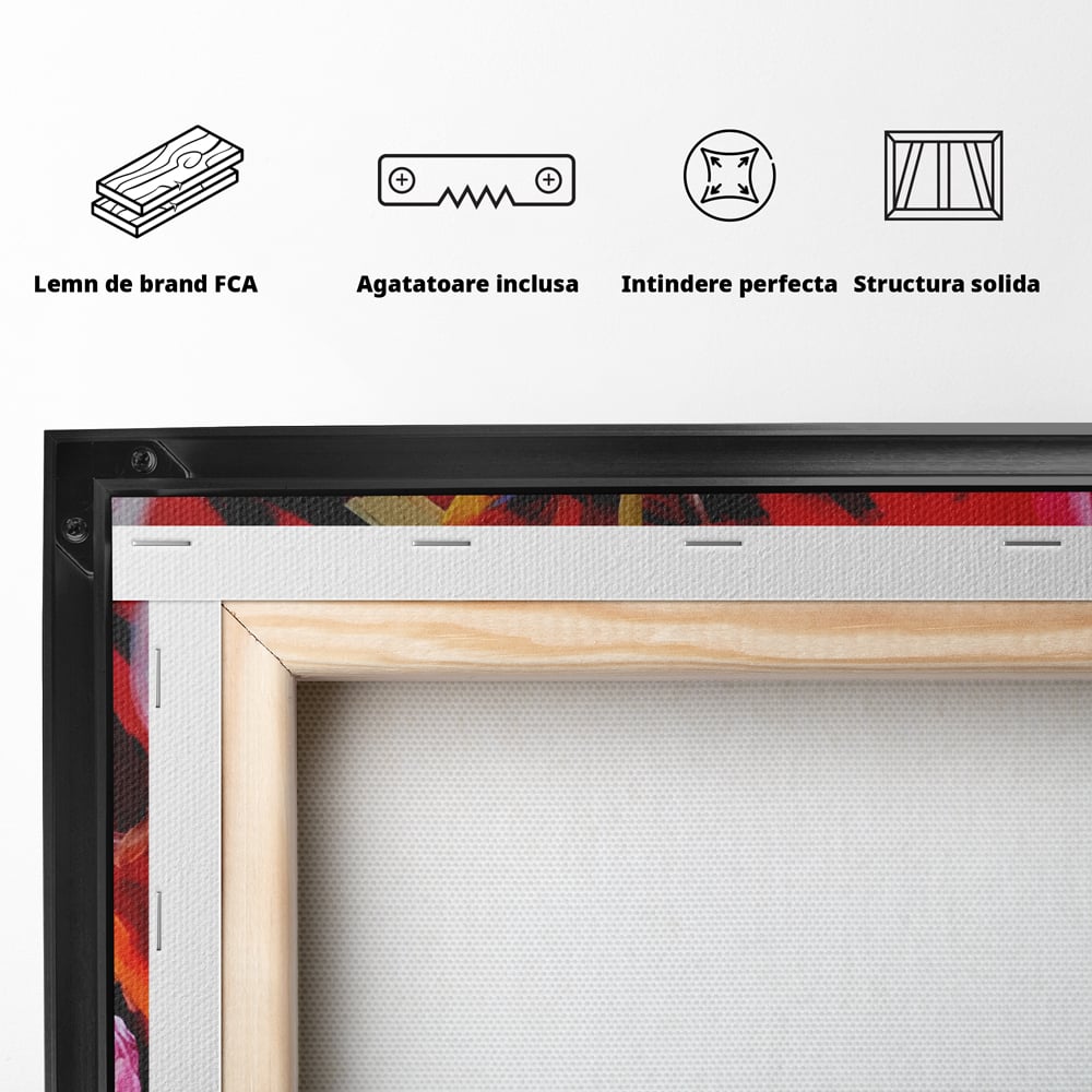 Tablou Canvas Premium LuxCanva® A1315, Red Graffiti , Living, Arta Stradala, Desen, Text, Camera Copil, Culori Vibrante
