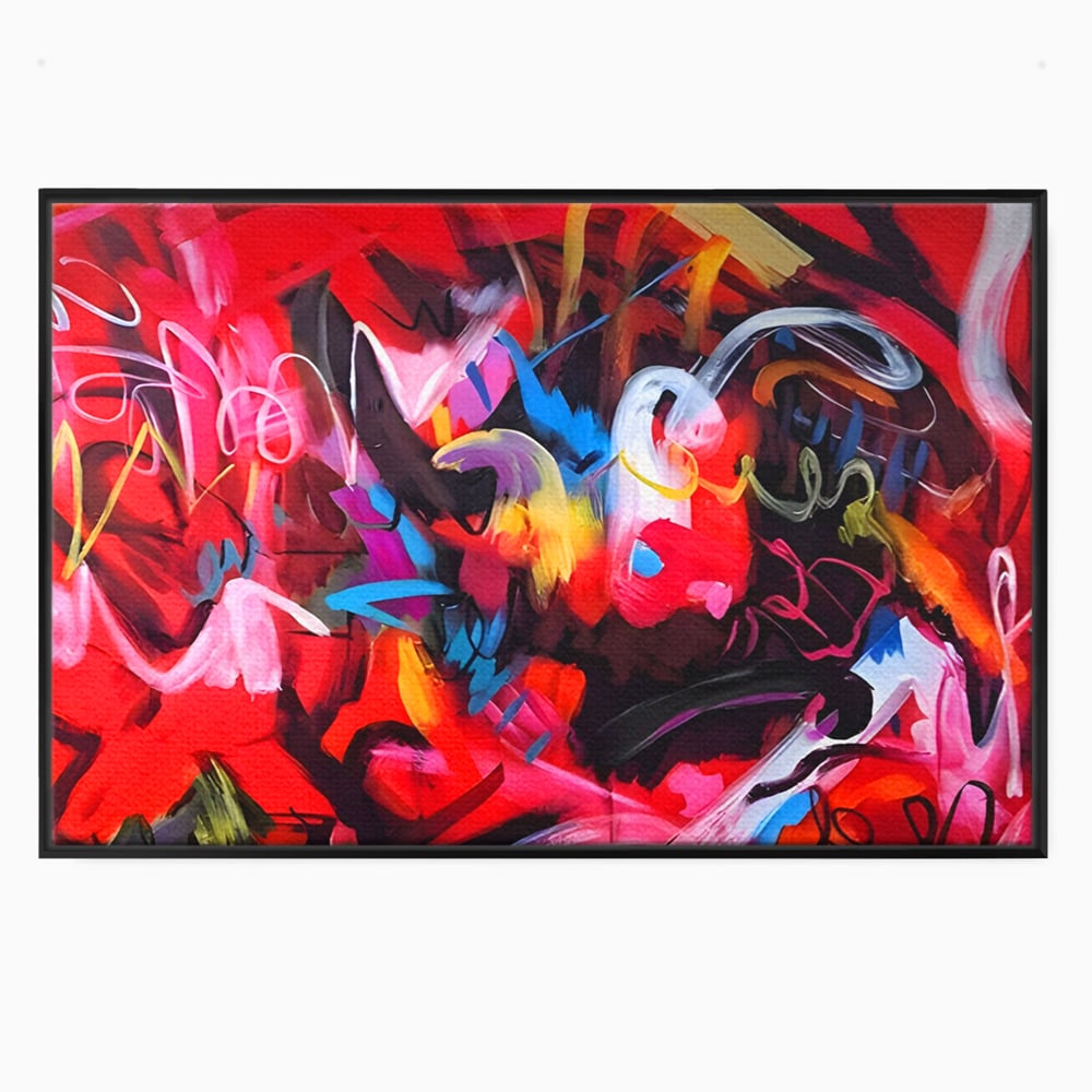 Tablou Canvas Premium LuxCanva® A1315, Red Graffiti , Living, Arta Stradala, Desen, Text, Camera Copil, Culori Vibrante