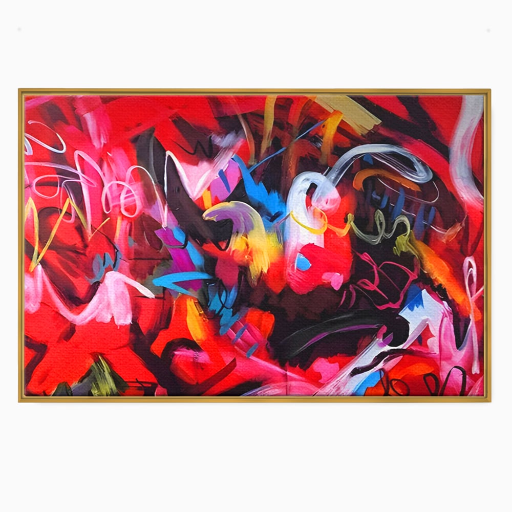 Tablou Canvas Premium LuxCanva® A1315, Red Graffiti , Living, Arta Stradala, Desen, Text, Camera Copil, Culori Vibrante