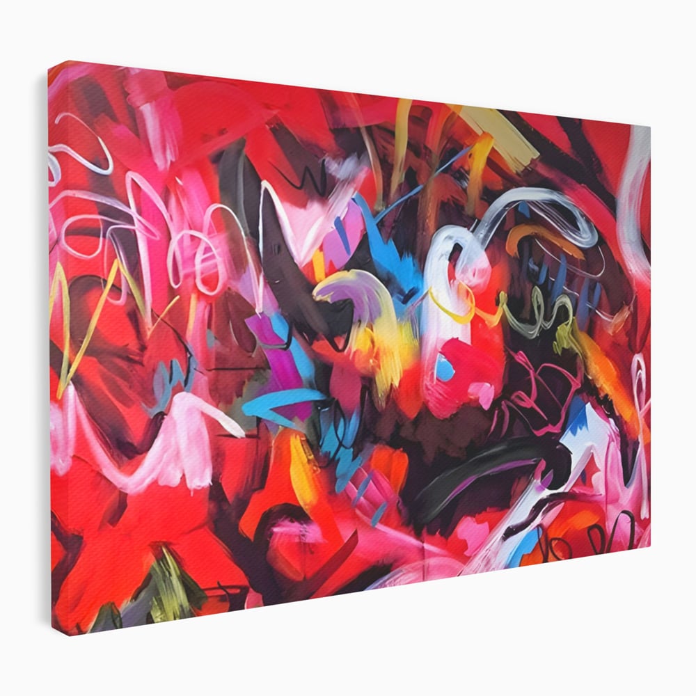 Tablou Canvas Premium LuxCanva® A1315, Red Graffiti , Living, Arta Stradala, Desen, Text, Camera Copil, Culori Vibrante
